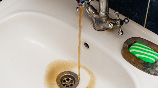 Major plumbing problems include dirty water coming from faucets