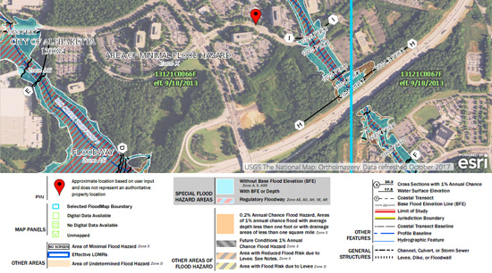 FEMA flood risk assessment map Alpharetta Ga