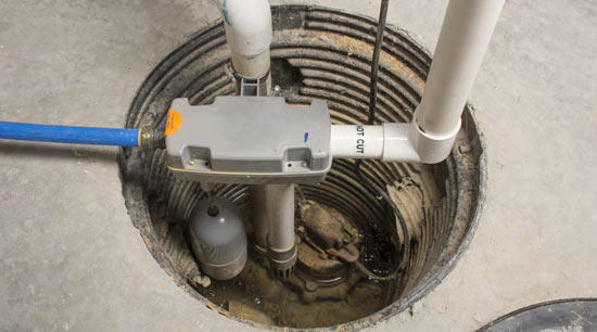 Sump pump installed in home basement