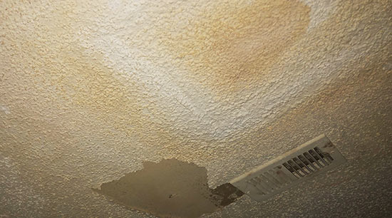 Water damage can appear as staining and peeling of walls ceilings and drywall