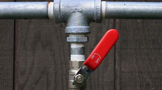 Hot water heater main shut off valve